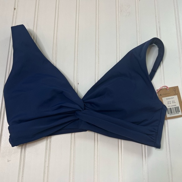 BODEN Classic Twisted Bikini Top Navy Blue Swim Swimsuit Women US 6 NEW. 382 - Picture 1 of 3